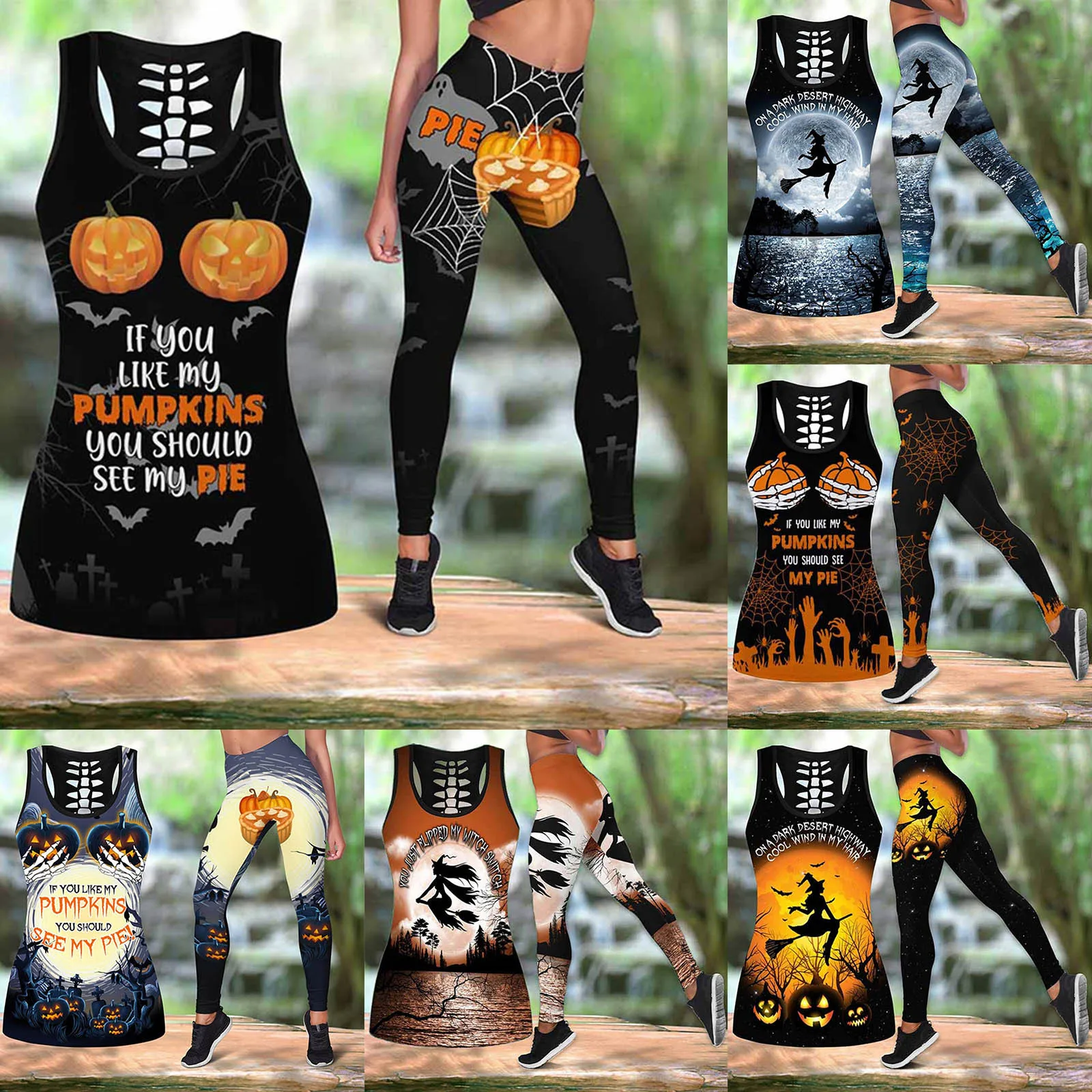 Fashion Print Two Piece Set Sleeveless Tank Vest Top Shorts Women Tracksuit 2021 Summer Fashion Casual Sporty Suits Halloween 1