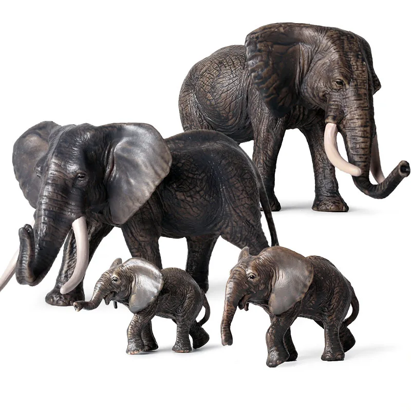 

Oenux Original Wild Africa Elephants Animals Figurines Drinking Water Baby Elephant Model Action Figures Toys For Kids Gift