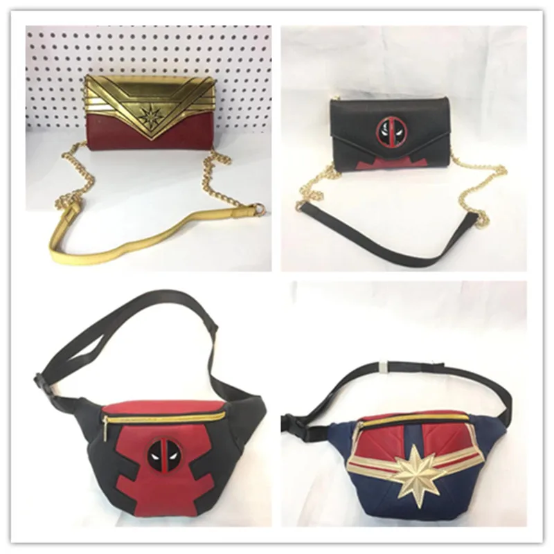 

Marvel Film Captain Marvel Deadpool Peripheral Embossed Coin Purse Game Machine Wonder Woman PU Shoulder Bag Gift