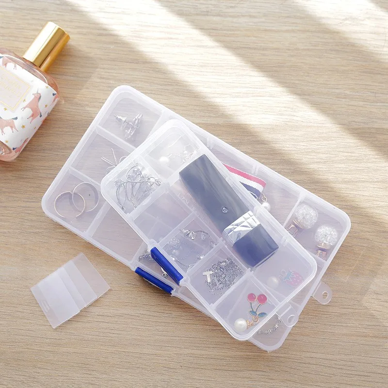 Transparent Organizer 10/15/24 Grids Jewelry Box Organizer Free Assembly Sort Out Pill Box Storage Box Sundries Plastic Box