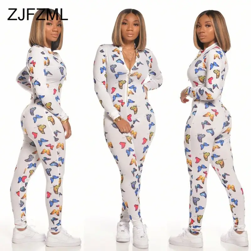 Leopard Butterfly Print Rompers Womens Jumpsuit Summer Clothes 2020 Zipper Up Deep V Neck Long Sleeve Bandage Club Party Outfit Leopard Butterfly Print Rompers Womens Jumpsuit Summer Clothes 2020 Zipper Up Deep V Neck Long Sleeve Bandage Club Party Outfit