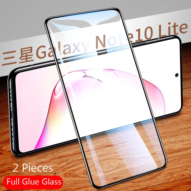 

2 Pieces For Samsung Galaxy Note 10 Lite Tempered Glass Full Glue 9H Shock-Proof Screen Protector For Galaxy S10 Lite Glass 2020