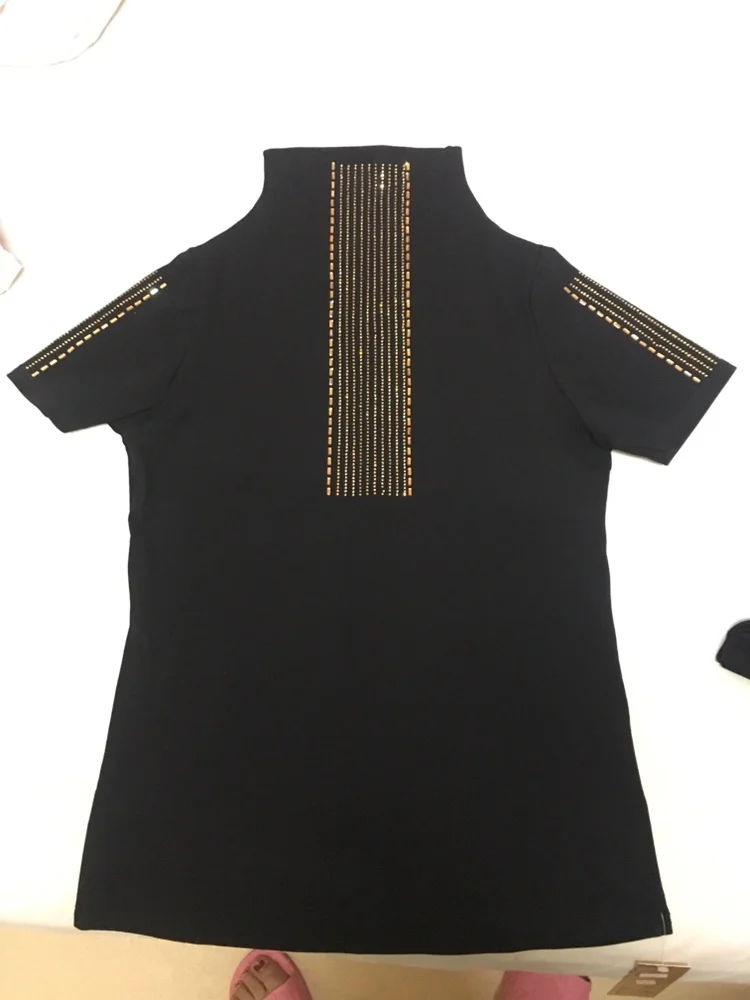 Джемпер Женская футболка с длинным рукавом Осень Новая мода Водолазка Яркий топ из бриллиантов футболки Плюс Размер 3XL