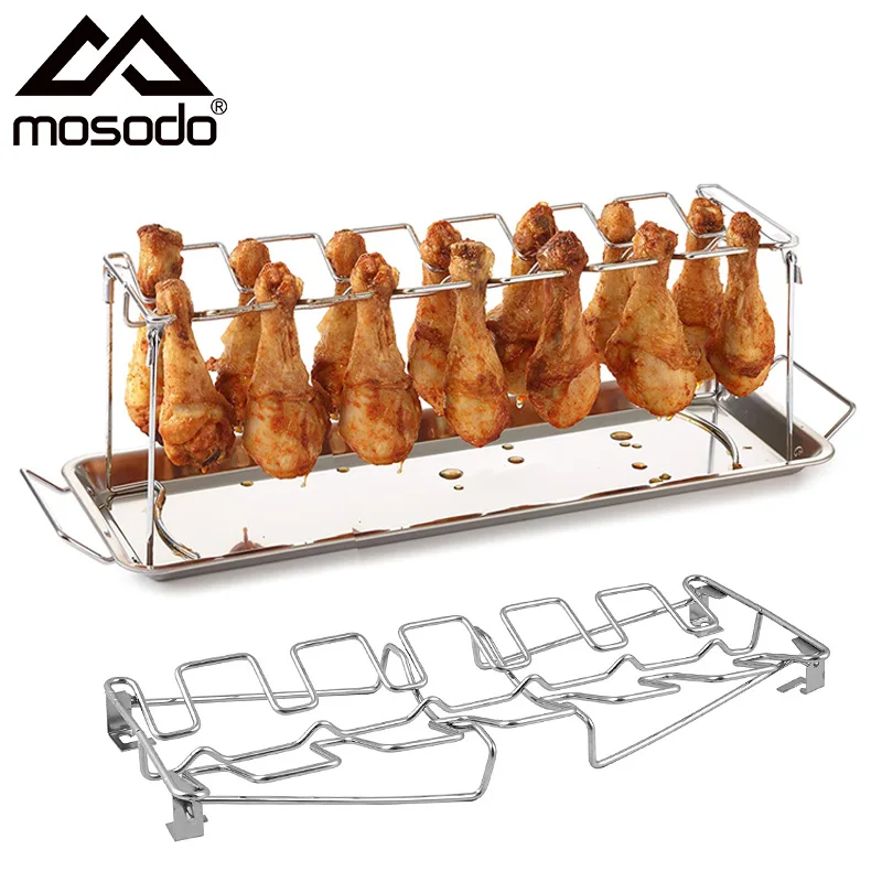 Multi-Purpose 14 Slot Chicken Leg Wing Drumstick Rack Oven BBQ Grill Stainless 