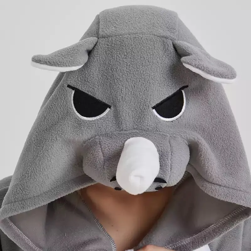 HKSNG Adult Rhino Onesies Kigurumi Costume Fleece Bull Cartoon Animal Halloween Party Rhinoceros Jumpsuits Pyjamas Suit