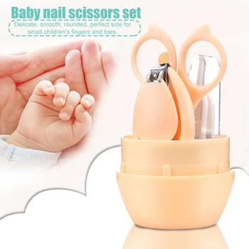 

4pcs Solid Nail Clippers Ergonomic Handle Stainless Steel Newborn Kids Baby Manicure Set Scissors Tweezers No Slip Grooming Home