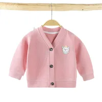 Winter/Autumn Baby Girls Boys Cardigan Sweater Tops Solid Children Clothing Newborn Infant Kids Baseball Jackets Coats Outerwear 5