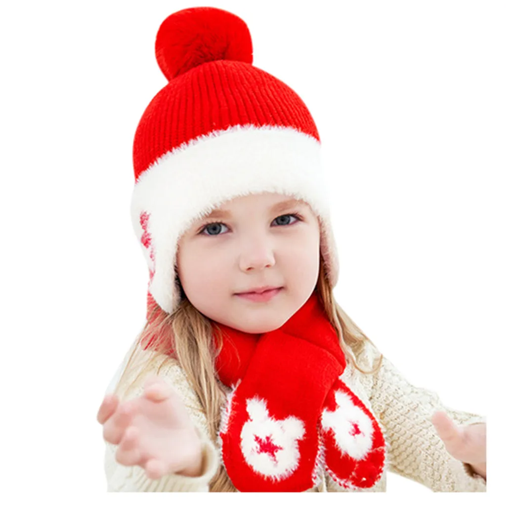 Детская одежда с рисунком из мультфильма Beanie hat Baby зимняя шапка с изображением «звезд» для мальчиков и девочек; вязаная детская милая шляпка+ шарф, комплект одежды из двух предметов для маленьких; наряд для фотосессии