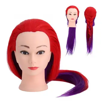 

Mannequin Head Red and Purple Colorful Hair Hairdressing Practice Mannequin Head for Styling Braiding Training Hair Styling