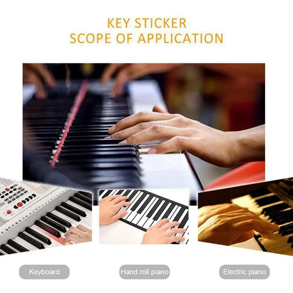 Наклейка на клавиатуру для пианино разноцветная прозрачная наклейка 88/61/54/49/37
