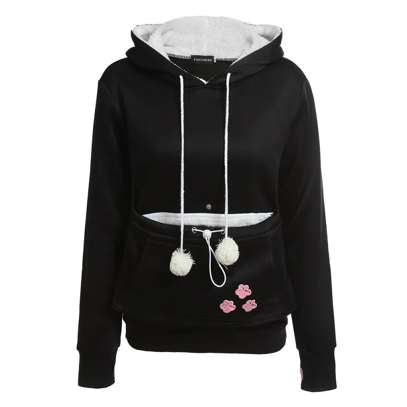 New Women Dog Pet Sweatshirt Hoodies Tops Cat Lovers hooded sweatshirt With Cuddle Pouch For Casual Kangaroo Pullovers With Ears