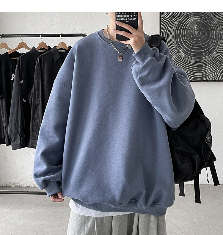 Толстовка LAPPSTER Мужская однотонная, Свитшот оверсайз с круглым ...