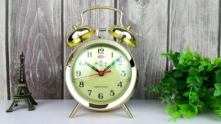 Réveil sans radio,Réveil mécanique en métal,horloge de Table de chevet