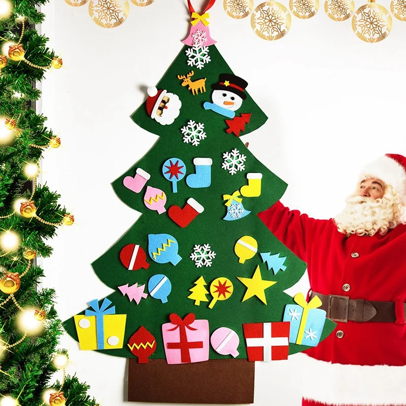 3D DIY войлочная Рождественская елка с 31 рождественскими украшениями для дома Рождественская елка украшения Рождественские подарки год
