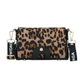 

Female Fashion Creative Leopard Messenger Crossbody Bag Women PU Leather Wide Casual Flap Shoulder Belt Handbags