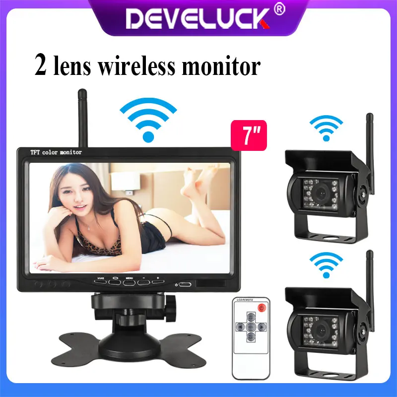 

7 " Wireless Car monitor TFT HD Car Backup Cameras dvd For bus Truck Parking Rearview System Rear Camera lens Voltage 12-24V