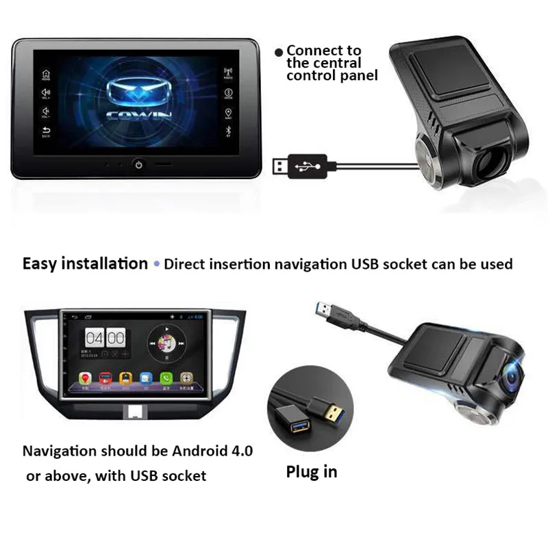 1080P HD навигация скрытый рекордер U2 USB автомобильная камера DVR 170 ° ADAS Dash Cam монитор Поддержка TF карта g-сенсор мини Автомобильные видеорегистраторы