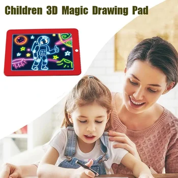 

Drawing Pad LED Artboard Manual Graffiti Student Write Glowing Drawing Board Child Blue/Red Interesting Cartoon Magic ArtBoard