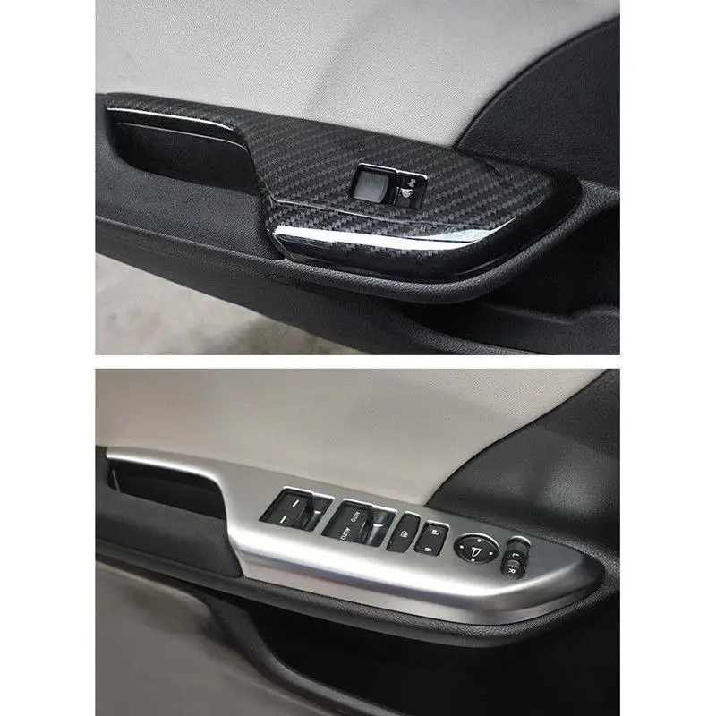 4 шт. LHD Автомобильный Замок на окно, на дверь переключатель лифт крышка отделка углеродного волокна стиль для Honda аксессуары для Civic Стайлинг