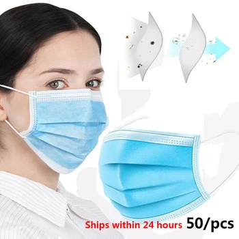 

2020 Fast Shipping 20 Pcs 3 Layer Non-woven Mascherine anti-Pollution Thickened Disposable Mouth Mask Face Shield