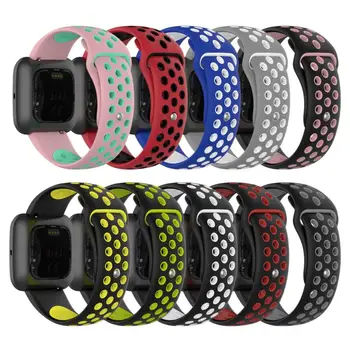 

1pc silicone bracelet round hole no split wrist strap replacement sport band smart watch for Fitbit Versa 2/lite/class series