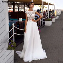 Smileven пляжное свадебное платье с рукавами-крылышками из шифона Boho кружева для платья невесты Аппликации винтажное свадебное платье