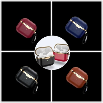 

Leather Case for airpods- pro 4 For Apple Air Pods Case Cover Bluetooth Earphone M76A