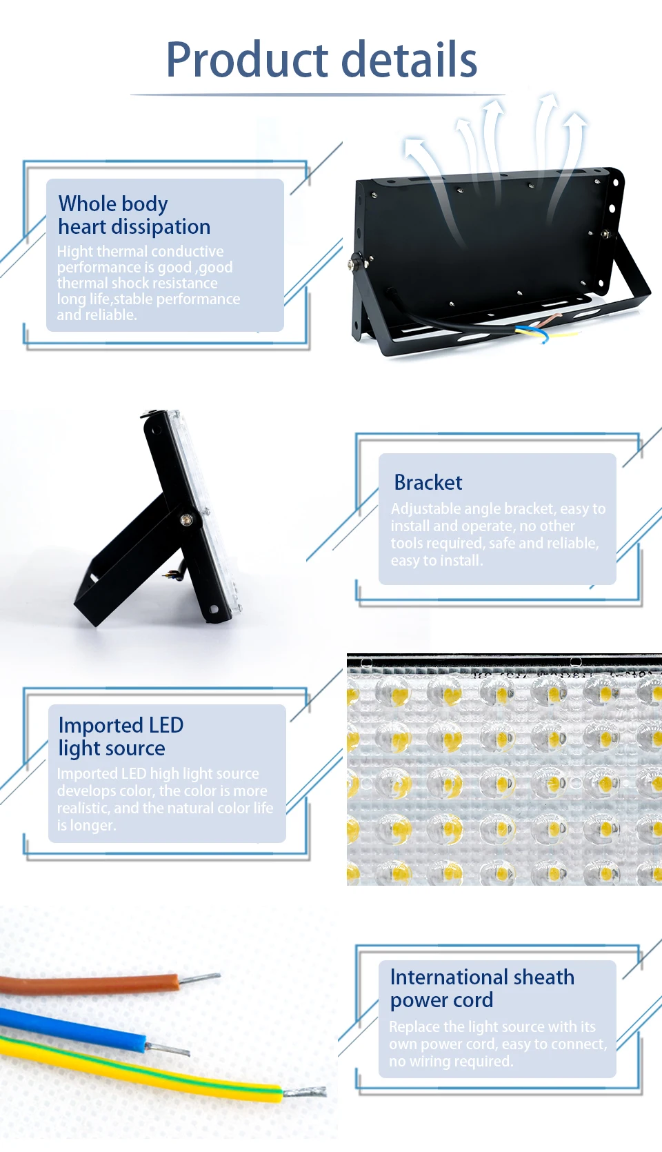 Description Picture 5 of item2pcs/lot LED Flood Light 220V 230V 240V Floodlight Led Street Lamp 50W 100W Waterproof Landscape Lighting IP65 Led Spotlight