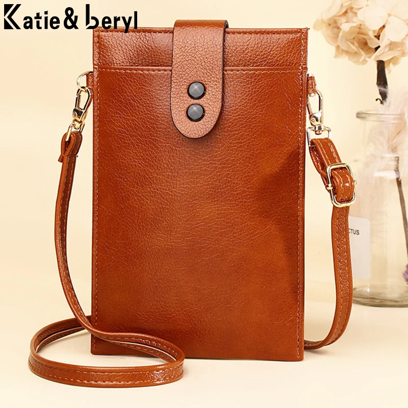 Bolso de hombro para teléfono para mujer, cartera Retro ultrafina de cuero sintético suave, con cremallera, para verano, 2021