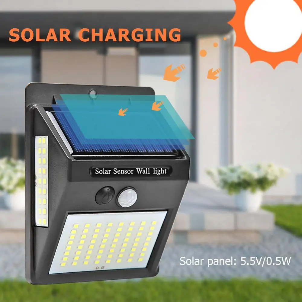 

100 LED Solar Light Outdoor PIR Motion Sensor Wall Light Waterproof Solar Powered Lamp Sunlight for Garden Decoration