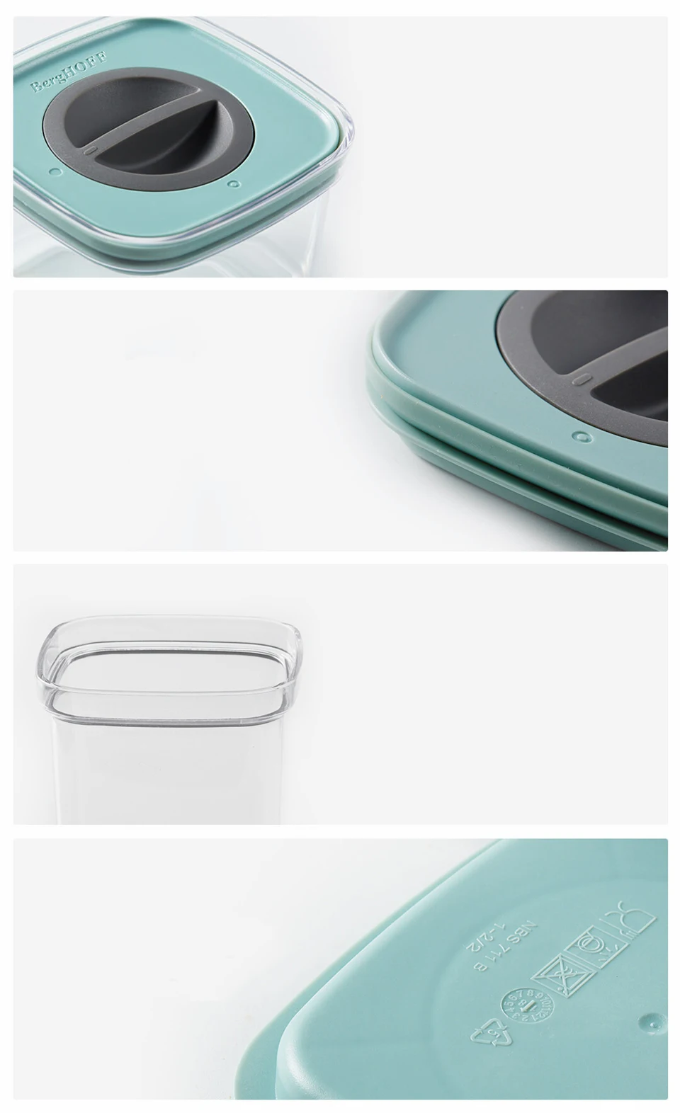 Xiaomi Youpin BergHOFF емкость для хранения пищи 2.4L кухня герметичный горшок банки для корма влагостойкий ящик для сохранения свежести банка герметичная банка