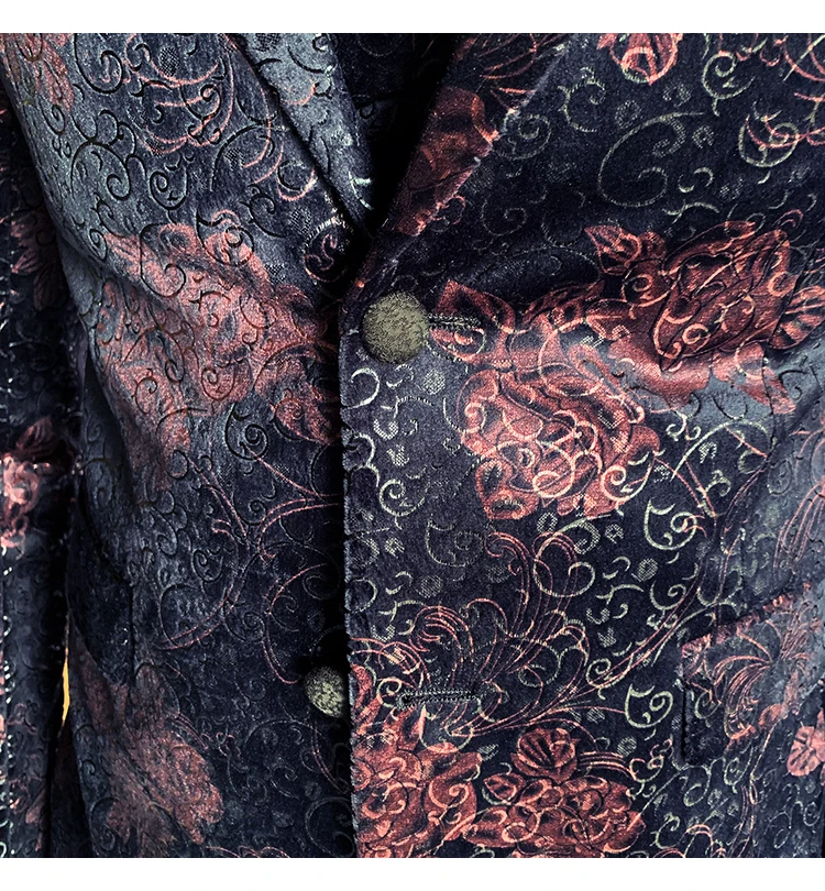 Costume De Luxe Pour Homme Baroque Vestito Matrimonio Uomo Royal Mens Luxury Suits Jacquard Flowers Heren Pak Velvet Ternos Slim