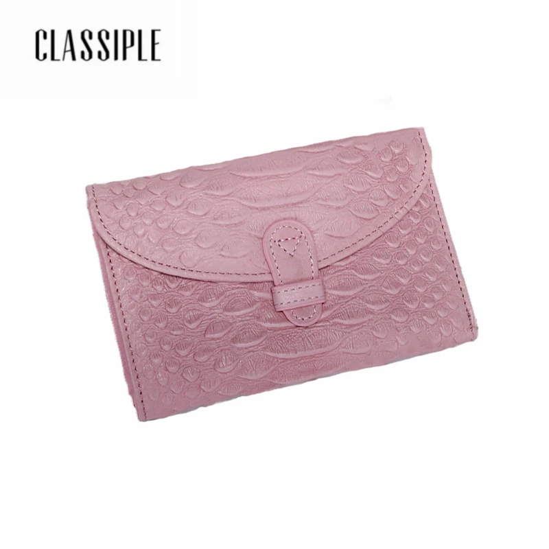

2018 Bag Wallet Genuine Leather Women Serpentine Pink Short Wallets Lady Mini Card Holder Wallet Female Credit Card Coin Purse