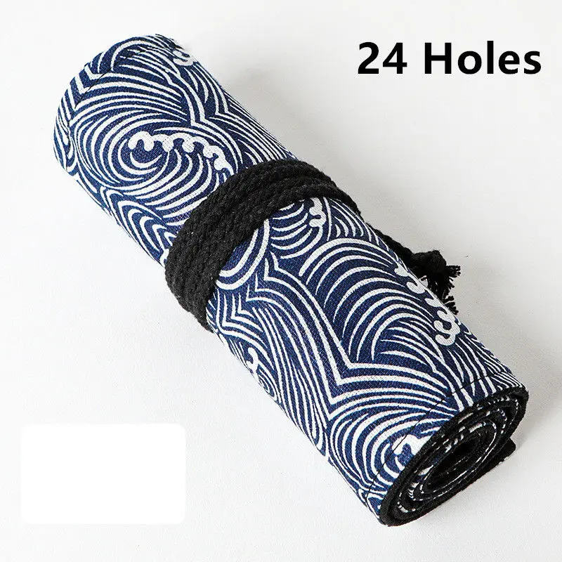 24 Holes Рулон школьный пенал для мальчиков и девочек пенал большой 12/24/36/48/72 Отверстия холщовый пенал коробка канцелярских принадлежностей мешок комплект - Цвет: 24 Holes