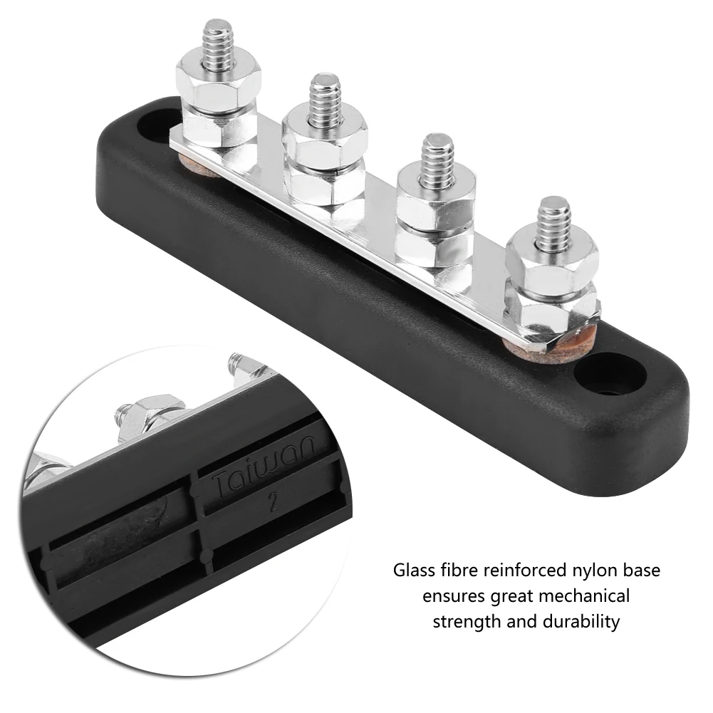 Bloco de Fibra de Vidro Feito em Aço v 4 Pregos Bus Bar Elétrica Junção Terminal Reforçada Nylon Bronze Inoxidável ac 300v dc 48 100a 6 Pregos Bus Bar Elétrica Junção Terminal Bloco
