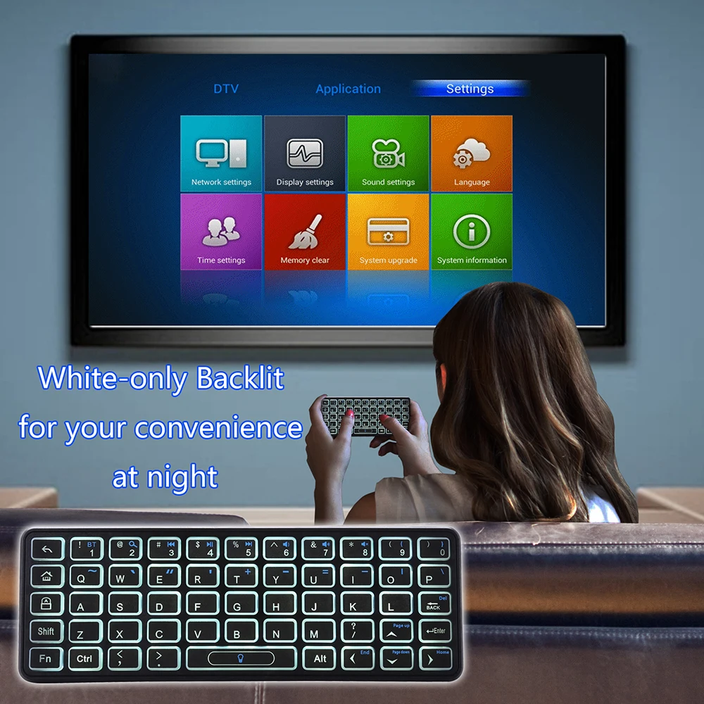 Оригинальная Беспроводная bluetooth-клавиатура iPazzPort Mini с подсветкой для XiaoMi Box с поддержкой Windows/Mac OS/Linux