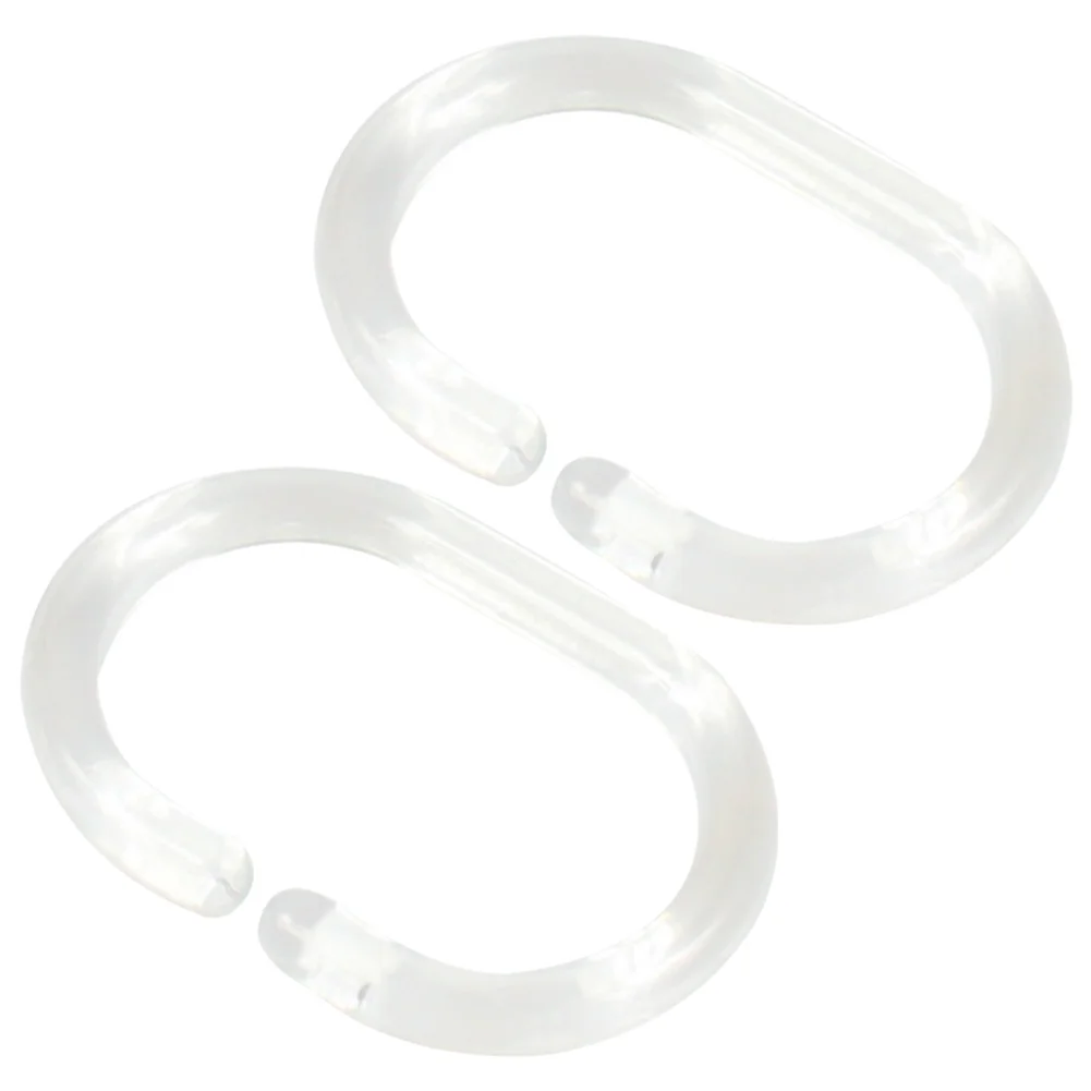 12pcs Bathroom Transparent Shower Curtain Distorted Hook Replacement 360 Degree Ring C Shape