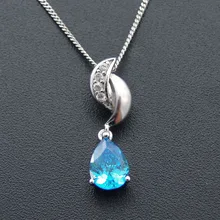 

Brass Blue Zircon and Pendant Classic Retro Pop