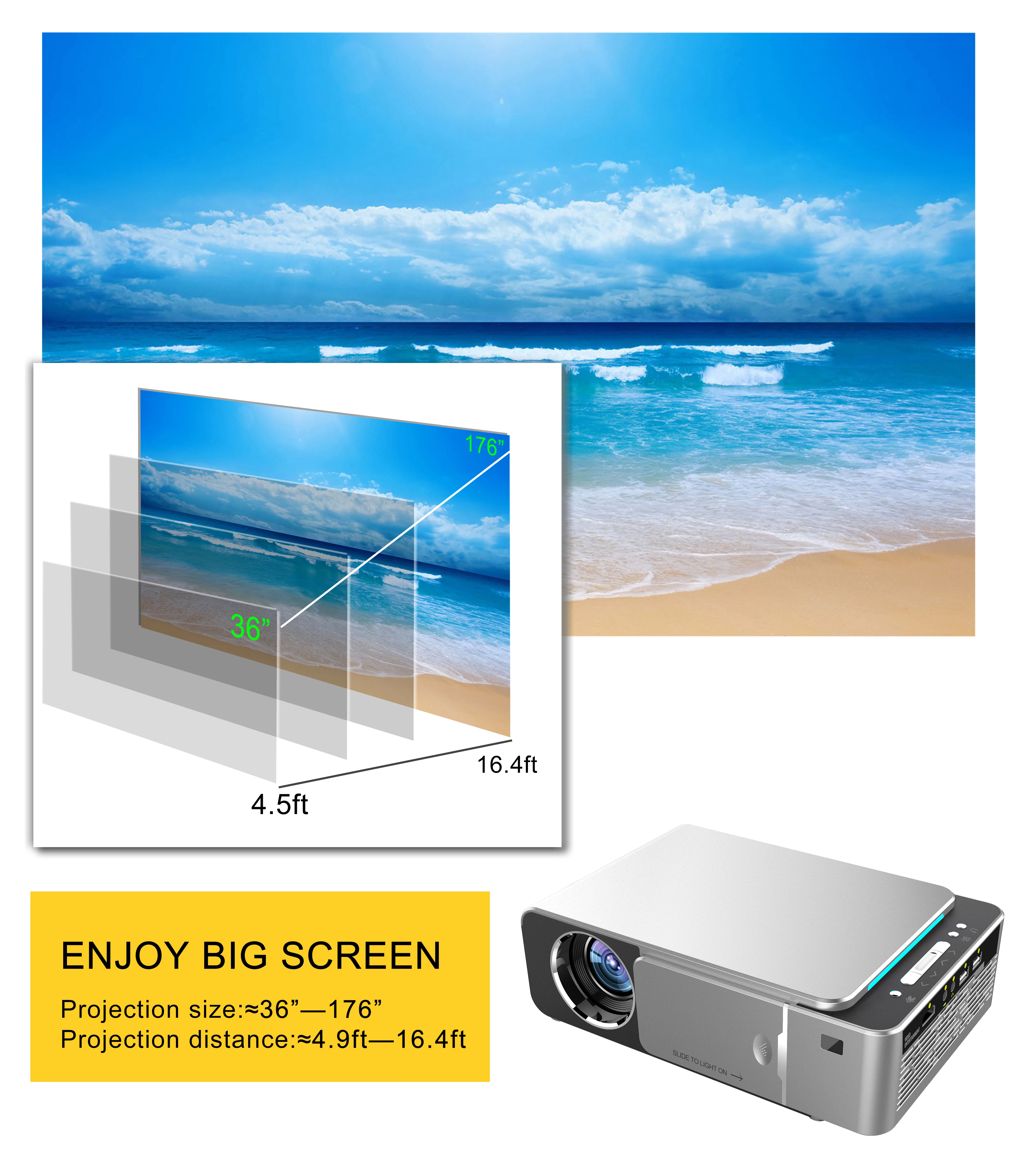 Проектор Salange T6 HD 720P 3500 лм Android 7 1 HDMI USB AV VGA видеопроектор для домашнего кинотеатра