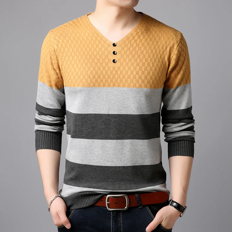 Новая мода Trui Gentle men Trui Dressed Облегающие джемперы вязанный шерстяной Восстановленный корейский стиль повседневная мужская одежда - Цвет: A8 egg yellow