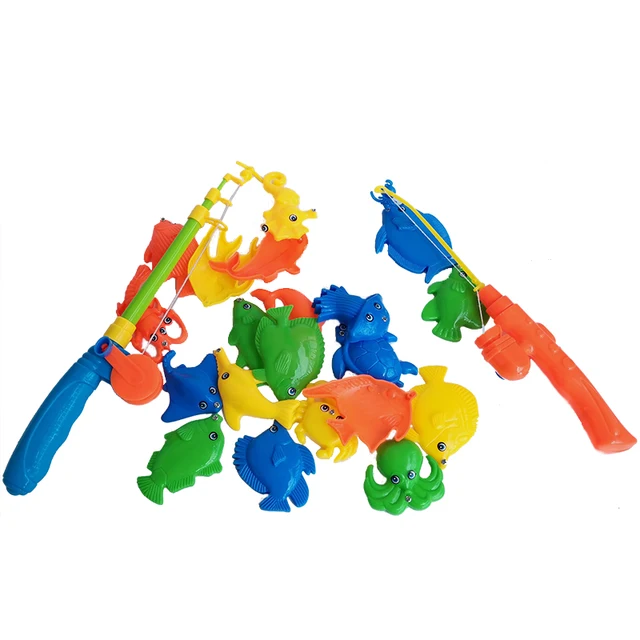 Magnetic Fishing Toys Game 2 Fishing Rods 20 PCS Marine Fishes Classic Play House Kids Water Bath Toy Children Birthday Gift 4