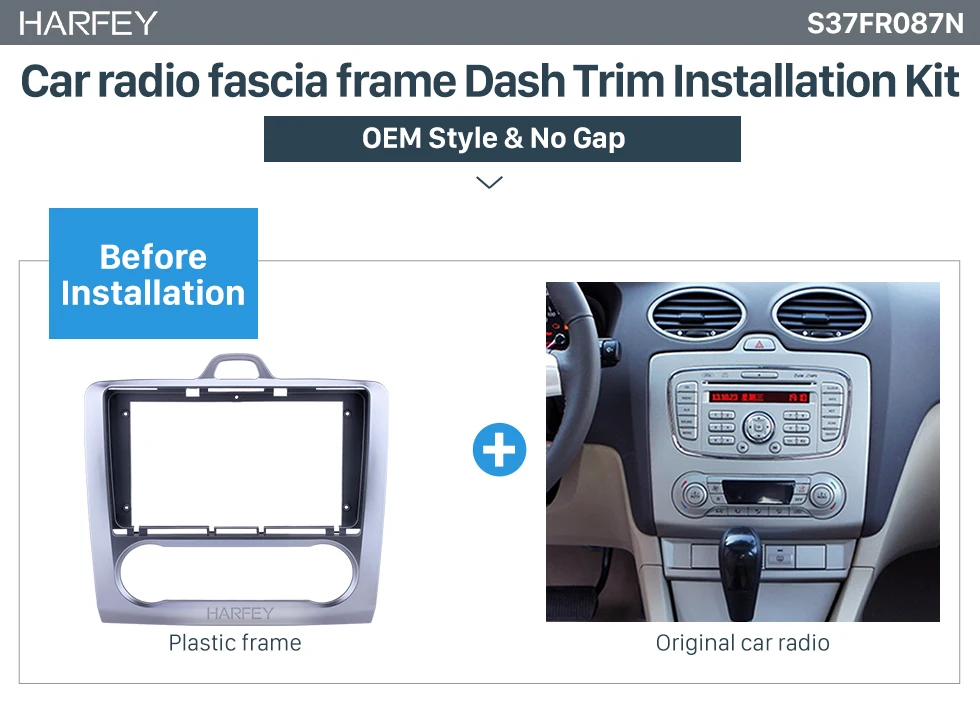 Harfey 2din фасции автомобиля Радио Рамка 9 дюймов для 2009 FORD FOCUS Dash монтажный комплект отделка панели без зазора
