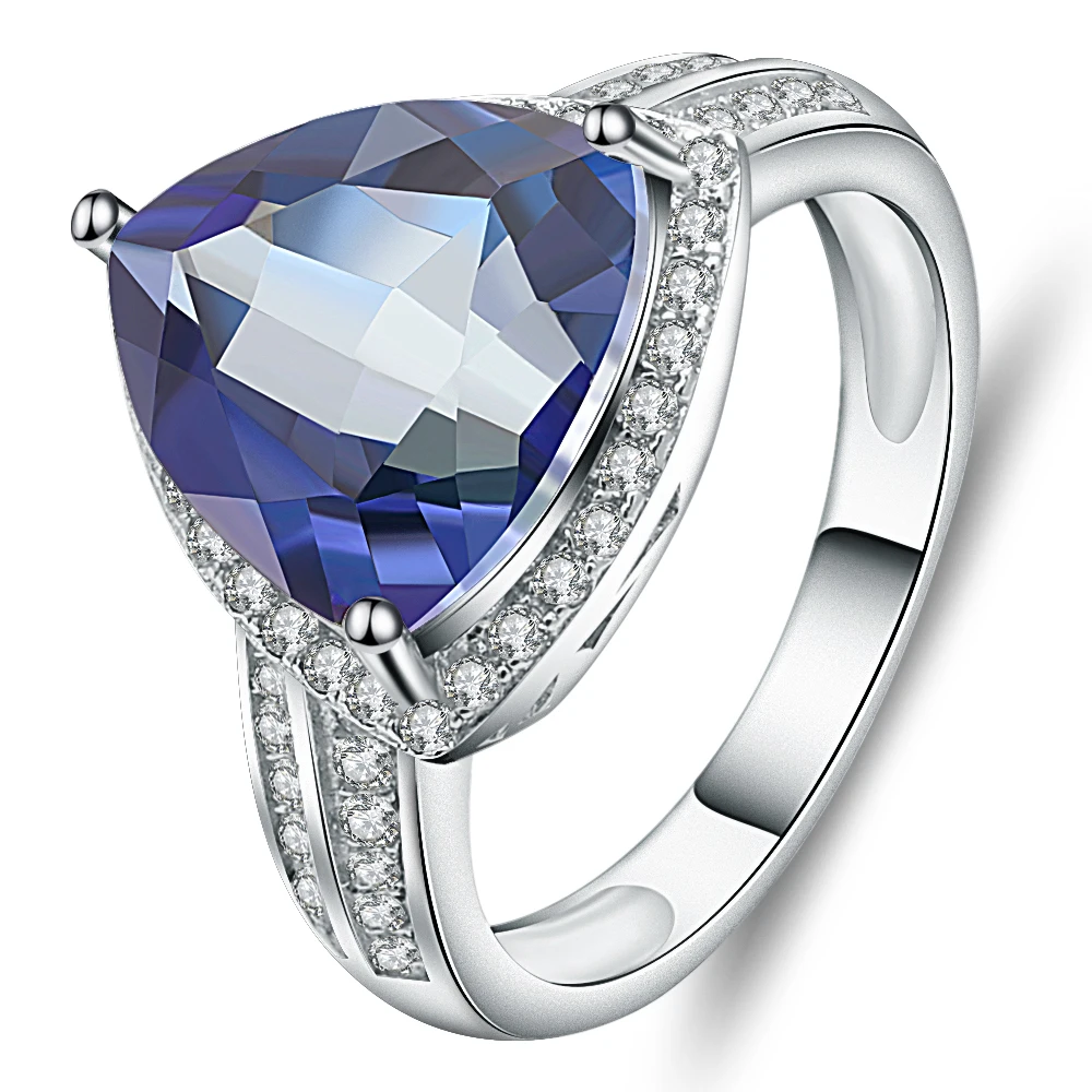 Gem's Ballet 4.79Ct Triangle Natural Iolite Blue Mystic Quartz Gemstone Ring For Women 925 Sterling Silver Fashion Fine Jewelry Gem's Ballet 4.79Ct Triangle Natural Iolite Blue Mystic Quartz Gemstone Ring For Women 925 Sterling Silver Fashion Fine Jewelry