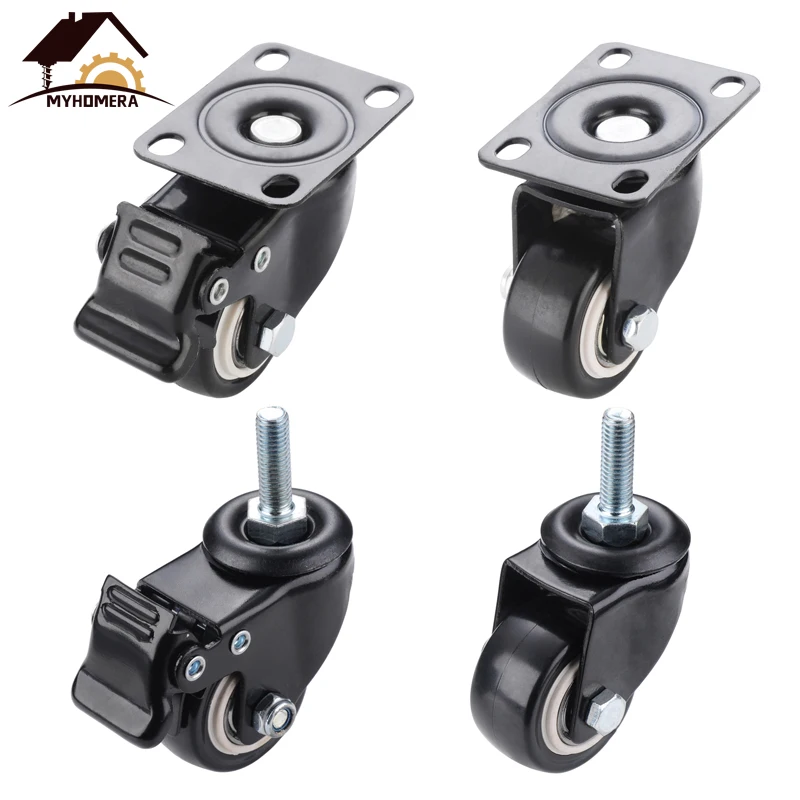 8mm Dia Twin Wheel 360 Degree Rotatable Furniture Swivel Caster Load Rating 