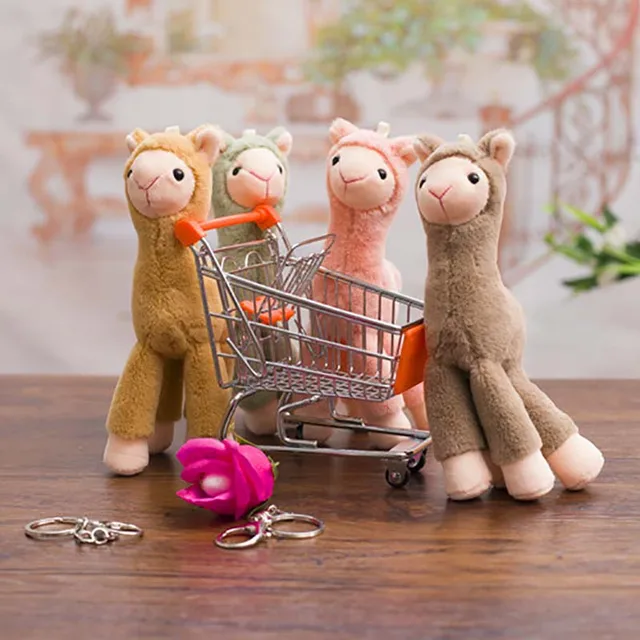 1Pcs Cartoon Simulation Alpaca Key Chain Plush Toy PP Cotton Alpaca Shape Girl Bag Pendant Children Plush Doll Toy 3