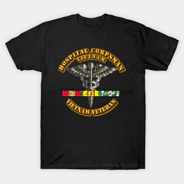Men t-shirt Navy Hospital Corpsman w Vietnam SVC Ribbons tshirt Women t shirt | Мужская одежда