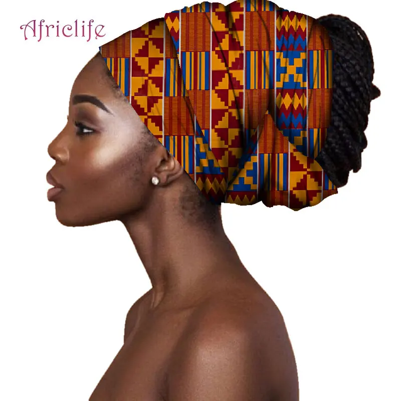 Африканская модная повязка на голову для женщин Bazin Riche Высокое качество хлопок восковая печать Женская бандана Анкара повязка на голову s AF010