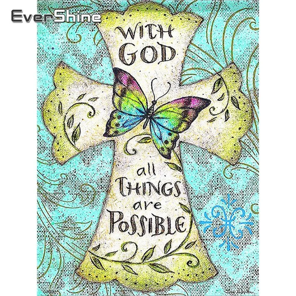 EverShine 5D DIY Cartoon Paint With Diamonds Full Square Diamond Embroidery Butterfly Picture Of Rhinestones Mosaic Wall Decor | Дом и сад