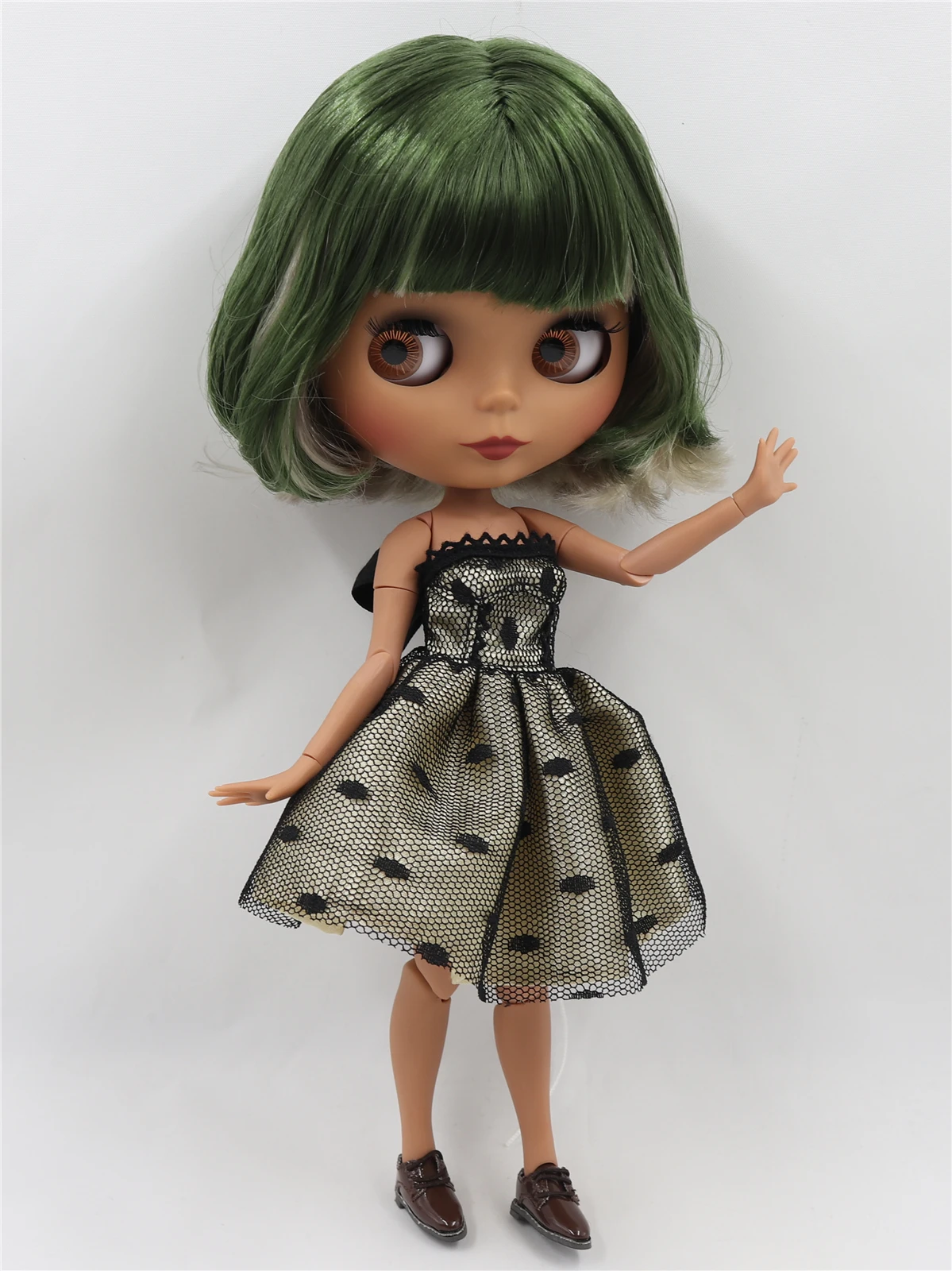 Neo Blythe Doll with Multi-Color Hair, Dark Skin, Matte Cute Face & Custom Jointed Body 1