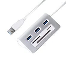 HOT-Acasis Hs0023 Usb 3.0 Hub High Speed Aluminum 3.0 Card Reader Hubs Power Interface Tf Sd Cf Card Reader Imac Pc For Macbook